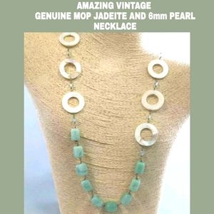 VINTAGE JADEITE PEARL JADEITE 925 NECKLACE